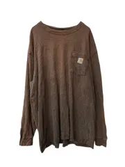 carhartt 長袖 ロゴTシャツ XL ブラウン カーハート プルオーバー ロンT 袖プリント 古着卸 アメリカ仕入 a705-5373