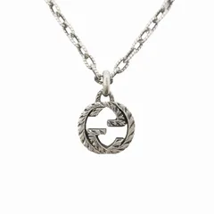 美品 グッチ GUCCI インターロッキングG GGロゴ ネックレス ペンダント アクセサリー テクスチャードチェーン 刻印 Ag925 シルバー 455307 J8400 0811 メンズ レディース/1/☆L67