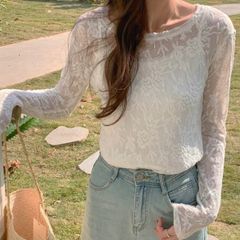 シアー ブラウス シースルーブラウス 透け感トップス シアーシャツ ブラック トップスL チュール生地 Tシャツ 高見え 着やせ お呼ばれ 結婚式お呼ばれ 綺麗めカジュアル ママブラウス ザラ イエナ アローズ