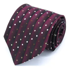 タケオキクチ ブランド ネクタイ ストライプ柄 ドット グラデーション シルク PO メンズ ワインレッド TAKEOKIKUCHI 【中古】