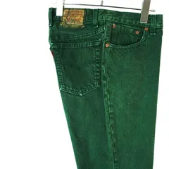 90sUSA製Levi'sリーバイス501デニムパンツカラーデニムボタンフライウエスト細め緑グリーン赤タブRのみタブvintageヴィンテージ40403