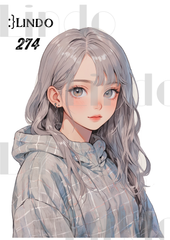 コラージュ素材　人物ステッカー　女の子　A6サイズ　5枚入り　シール　ノーカット　274