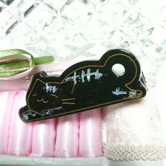 ヘアアクセサリー ヘアクリップ  ヘアピン『うたた寝 猫』ブラック№220