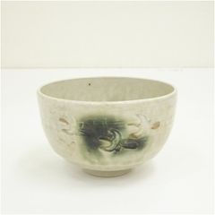 高麗青磁 象嵌雲鶴文 平茶碗 ／ 抹茶碗 「昌」在銘 茶道具 現代工芸