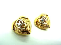 ■美品■ NINA RICCI ニナリッチ ハートモチーフ ロゴモチーフ クリップ式 イヤリング アクセサリー レディース ゴールド系 DE1382