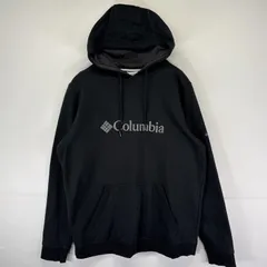 古着 コロンビア Columbia パーカー スウェット ロゴ刺繍 プルオーバー  フーディ アウトドア L  ブラック メンズ