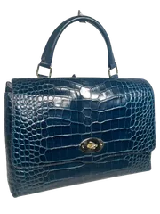 【Rebecca】 ハンドバッグ 一本手 カブセ型 2WAY イタリア牛本革 クロコ 型押し レディース PS-241025ネイビー 牛革 本革 クロコダイル 型押し バッグ BAG