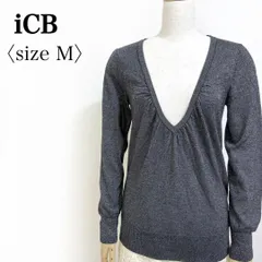 ICB オンワード樫山 ラメ入り Vネック ニットトップス グレー Mサイズ アンゴラ混 きれいめ オフィス レディース 長袖
