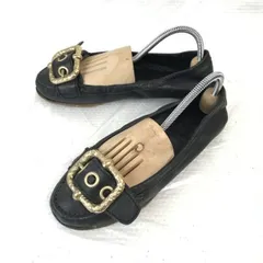 miumiu/ミュウミュウ★レザーフラットシューズ【36.5/23.0-23.5程度/黒/black】バレエシューズ/パンプス/靴/Shoes/sandal◆cQ-557<sale>