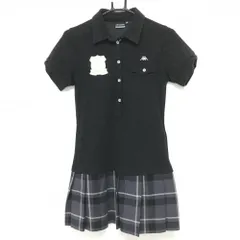 カッパ 半袖ポロワンピース ダークグレー×グレー スカートチェック柄 上身頃微起毛  レディース M ゴルフウェア Kappa