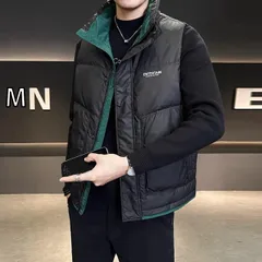 [M]秋冬 コーデ メンズ  服 シンプル ファッション オシャレ 大人 かっこいい 大きいサイズ ストリート 紳士服 カラー ブロック スタンドカラー ダウン ベスト ジャケット ワークウェア ハイエンド アウター