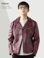 ライダース メンズ ジャケット メンズ フェイクレザー 革ジャン 皮ジャン レザージャケット バイク バイカー スエード ダブルライダース  M L LL 【WEB限定】 フェイクレザー×ワイン