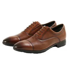 テクシーリュクス アシックス商事 texcy luxe 本革 革靴 ビジネスシューズ ストレートチップ GORE-TEX 黒 ブラック 3E ロングノーズ 靴 父の日 actu8002 ブラウン（） 27.5cm