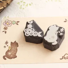 子猫とお花　消しゴムはんこ　セット　スタンプ