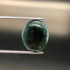 天然　非加熱　トルマリン　ルース　15.55ct　カボション　バイカラー　レア　緑青＆黒