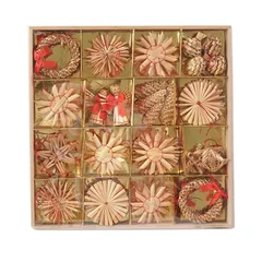 56個セット クリスマスツリー オーナメント クリスマス飾り 麦わら細工 飾り付け 豪華 56点セット 小物 花輪 ハート 星 玉 雪の結晶 天使 紐付き ぶら下げ 雰囲気飾り DIY工芸品 お部屋 庭 玄関 店舗 広場 窓の装飾 北欧 (56個セット)