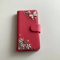【7】24-153 iPhone11 pro スマホケース 手帳型 レッド お花 蝶 かわいい