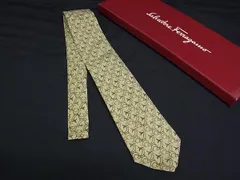 ■新品■未使用■ Salvatore Ferragamo フェラガモ コットン×シルク 総柄 ネクタイ ビジネス 紳士 メンズ ベージュ系 BJ7177