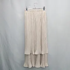 ◇ ⊂ NATURAL BEAUTY BASIC ウエストゴム プリーツ加工 ロング丈 フレア スカート サイズM ベージュ レディース E  【1502180035159】