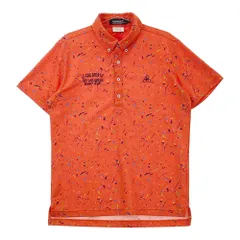 サイズ：L LE COQ GOLF ルコックゴルフ  半袖ポロシャツ ボタンダウン 総柄 オレンジ系 [240101491085] ゴルフウェア メンズ ストスト