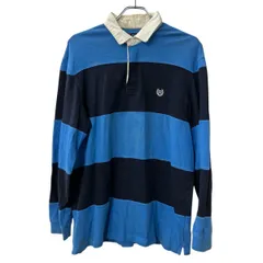 CHAPS 長袖 ボーダー ラガーシャツ L ブルー ネイビー チャップス ポロシャツ 古着卸 アメリカ仕入 a708-5049