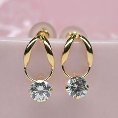 ヴァンドーム 1Pアクアマリン 1Pトパーズ レイヤード ゴールドピアス 