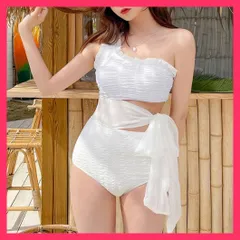 【スタッフおすすめ！】 ウエストリボンワンピース水着20代30代 エレガント みずぎ/海水浴リゾート衣装/韓国風おしゃれ水着 ワンショルダー フリルモノキニ カット おすすめ おしゃれ　かわいい　人気 6XYUEX-001