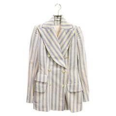 Vivienne Westwood (비비안 웨스트 우드) 96AW Archive 스트라이프 테일러드 재킷 피크 트라펠 재킷 아카이브 화이트/블루