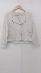 ◇ mysty woman ミスティウーマン ノーカラー 長袖 ジップアップ ジャケット サイズF ライトベージュ系 レディース P  【1307040024584】