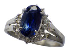 サファイア ダイヤモンドリング Pt900 5.51g 17号 GRJソーティング　Jewelry Sapphire2.30ct Dia0.28ct Ring