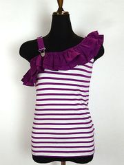 【未使用・新品】JuniorGAULTIER (ジュニアゴルチェ) ワンショルダーマリンボーダーカットソー(PURPLE)