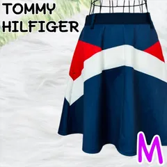 【匿名配送】TOMMY HILFIGER　トミーヒルフィガー　Ｍ　レディース　フレアスカート　スカート　ひざ丈　ウエストゴム　春　夏　秋　冬　古着