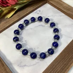 ラピスラズリ パワーストーン ブレスレット 天然石ブレスレット 8mm (カット水晶)  メンズ・レディース　男性・女性　数珠ブレス　開運  [5]