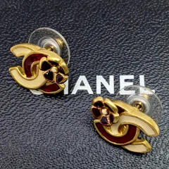 CHANEL シャネル ピアス ココマーク フラワー カメリア ベージュ レッド ゴールド 管理番号：7663