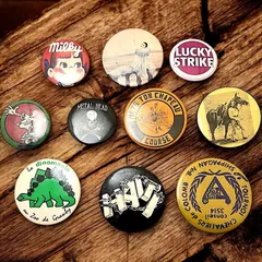 ヴィンテージ缶バッジ／まとめ売り／USA Yahoo!オークション - アメリカの缶バッジ100個／まとめ売り／vintage