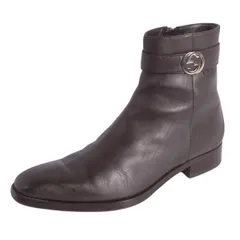 美品 グッチ GUCCI ブーツ ショートブーツ インターロッキング GG金具