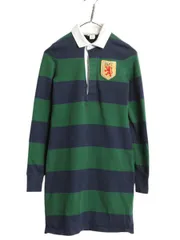 【お得なクーポン配布中!】 ラグビー ラルフローレン ワイド ボーダー ラガーシャツ ワンピース レディース XS 古着 ポロ ラグビー 長袖シャツ ミニ丈 ひざ上丈 ワンピ