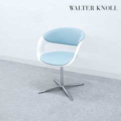 【中古品】Walter Knoll ウォルターノル LOX Chair ロックス チェア オフィス スウィベル ダイニング アーム チェア レザー ライトブルー ピアソン・ロイド【1】