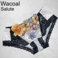 【新品タグ付き】Wacoal　ワコール　Salute　サルート　ショーツ　ボーイレングス　ローライズ　ヒップハング　M　ランジェリー　下着ㅤIV　ホワイト　イエロー　ブラック　花　刺繍ㅤ華やか　レース　プレゼント　ギフト