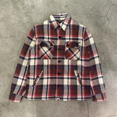 アベイシングエイプ BAPE ダウンベスト ラブジェネチェック レッド Mサイズ 中古・古着通販】A BATHING APE (アベイシングエイプ