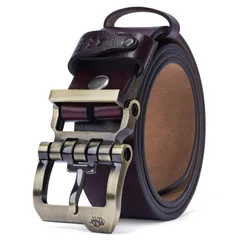 革ベルト ジーンズ用ベルト カジュアル 作業用ベルト ベルト 紳士用ベルト メンズ さ調節可能 メンズ さ105cm～130cm 大きいサイズ 化粧箱付き 本革 父の日 DENIM]ベルト プレゼント [BISON