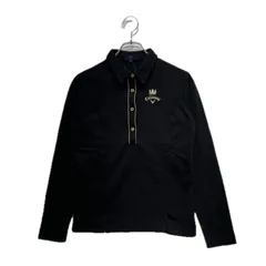 未使用品 レディース キャロウェイ Callaway 長袖ポロシャツ M 黒 ブラック 裏起毛 ロゴワンポイント スリット入り