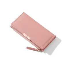 【在庫処分】長財布 薄財布 PUレザー 長財布 カード収納 紙幣 小銭入れ 二つ折り 二つ折り/財布 プレゼント レディース [Akkerds] メンズ ピンク