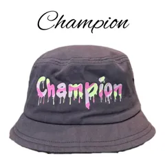 【新品　タグ付き】　【Champion】　チャンピオン　ペイントロゴ　バケットハット　帽子　ハット　紫外線対策　ネイビー　58㎝