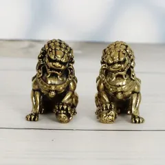 麒麟 置物 オブジェ 金色 ゴールド 2ペア 黄金 優雅 伝統的 運 金運 健康運 出世運 家庭運 家内安全 インテリア 玄関 リビング 贈り物 プレゼント 魔除け オフィス 飾品 幸運