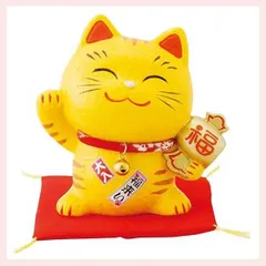 幸せ招き猫　とら　ちりめん貯金箱（小）　SN-027　◎2個目～大幅値引き対象商品　※陶器,まねき猫,開運招福,縁起物,和,民芸品,工芸品,日本,雑貨,レトロモダン,かわいい,可愛い,キャット,ねこ,置物,ファンシー