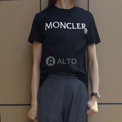 【2025春夏物入荷】MONCLER モンクレール ロゴ刺繍 コットン Tシャツ 8C00011 89AIJ レディース 半袖 ブラック
