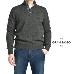 GRAN SASSO グランサッソ / ニットセーター ハーフボタン ハイネック プルオーバー ミドルゲージ 長袖 秋冬 ヴァージンウール 100% グレー 417931のサムネイル