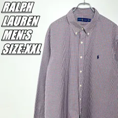 【US古着】RALPH LAUREN　ラルフローレン　長袖チェックシャツ　メンズ　サイズ表記XXL　レッド×ネイビー×ホワイト