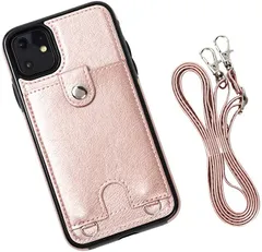 MocliL iPhone 11 スマホショルダー ストラップ ケース 斜めがけ 首掛け 肩掛け カード収納 レディース メンズ iP11 ML0028( ピンク,  iPhone 11)のサムネイル